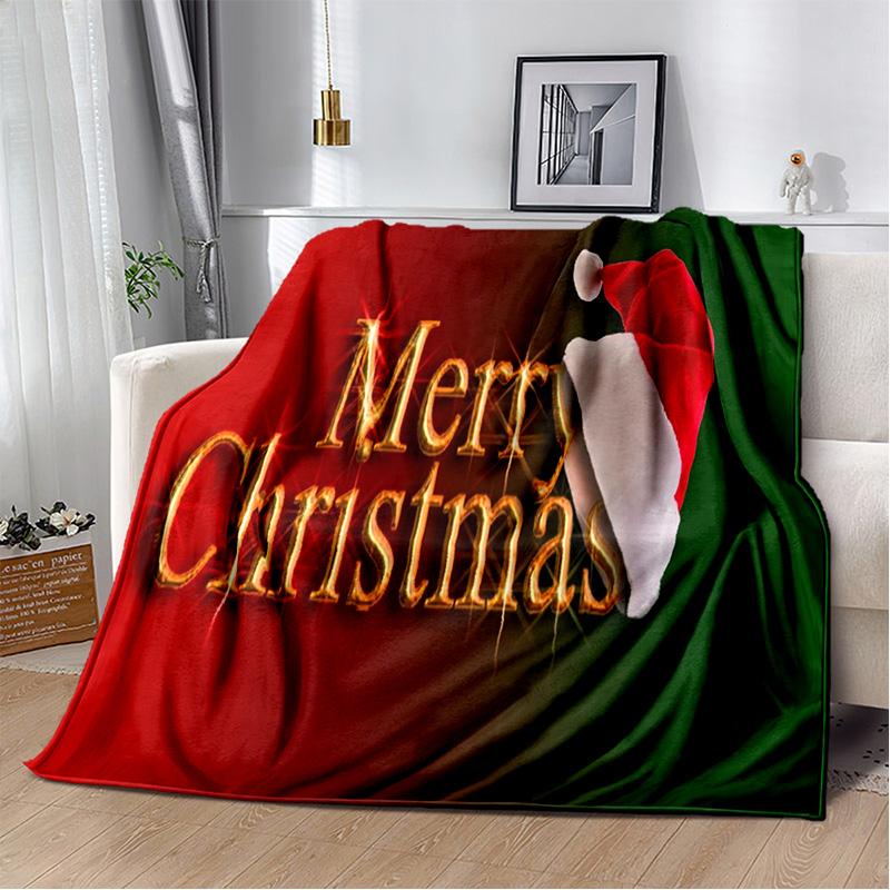 Cartoon Santa Claus Merry Christmas Tree Kid Gift  Soft Plush Blanket,Flannel Blanket Throw Blanket for Living Room Bedroom Sofa