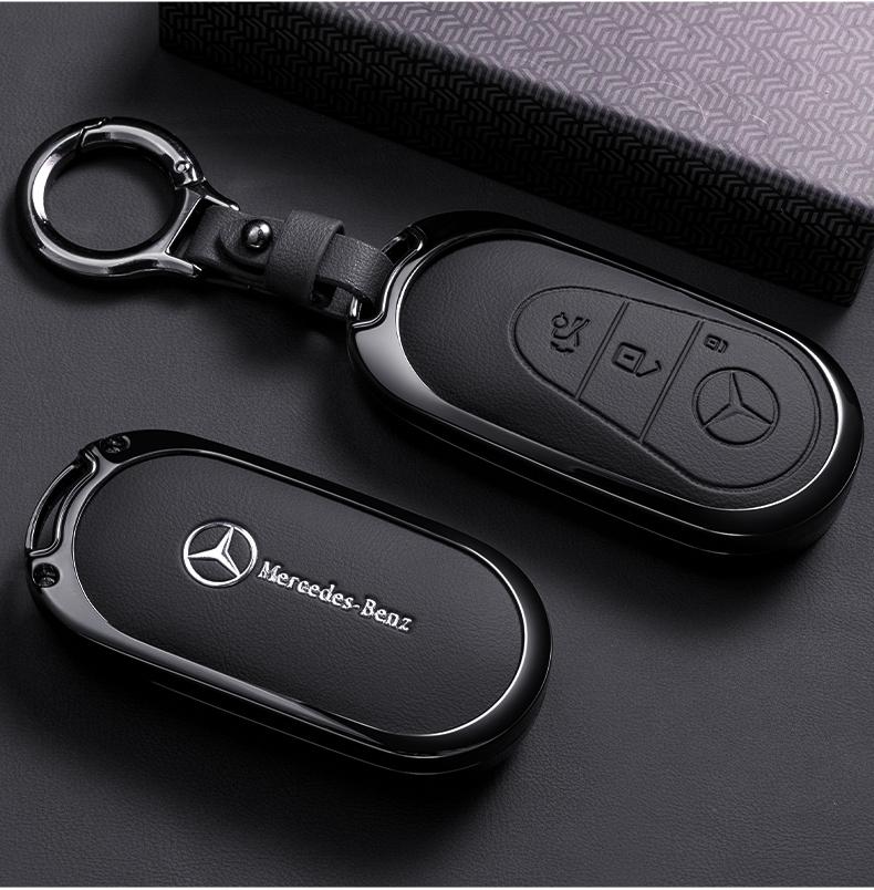 Zinc Alloy Leather Car Key Case Cover Shell For Mercedes-Benz C S GLC EQE EQS Class W223 X254 V297 V295 W206 S206 X206 Accessory CH1
