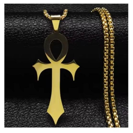 Vintage Retro Amulet Talisman Ankh Cross Pendant Necklace Women Egypt Egyptian Key Life Religious Chain Jewelry Gift Stainless Steel
