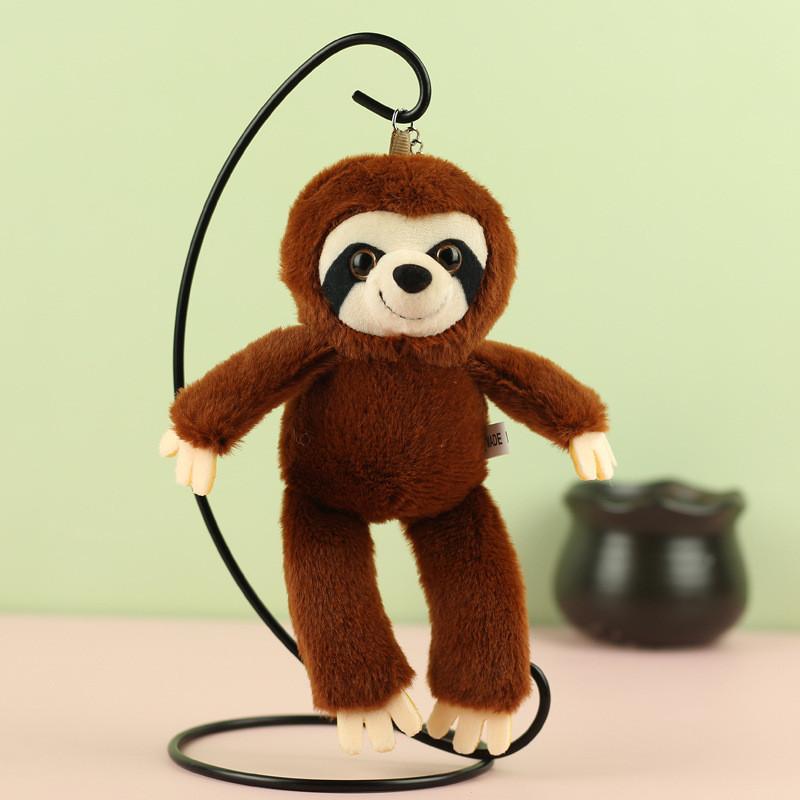 Cozy Brown And Light Gray Plush Sloth Doll For Keychains And Bag Accessories