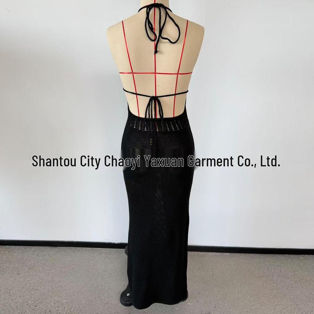 New Style Halter Neck Knitted Beach Dress - Sexy Long Beaded Wrap Skirt for Women