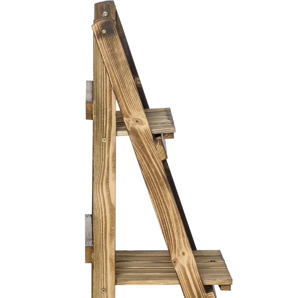 Wooden Folding Flower Pot Stand 3 Tier Garden Planter Display Ladder Gardener Storage Shelves Rack Herb Holder (40L X 37W X 93H Cm)