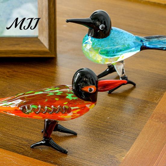 Crystal Glass Bird Collectibles Hand Blown Figurines, Colorful Mini Statues, Art Unique Crafts for Shelves Animal Ornaments Tea Table Bookshelf