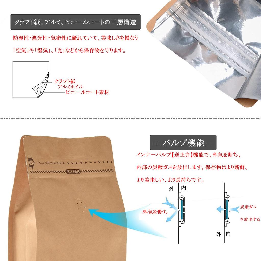 Free Standing Bag, Coffee Storage Bag, Compatible with Heat Seal Machine, Aluminum Foil, Resealable, Stand Bag, Paper Bag, Zipper, Moisture Proof,