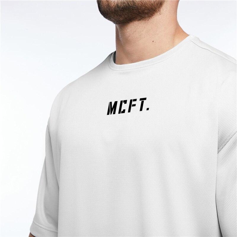 Muscleguys Tricou cu uscare rapidă de vară, imprimare simplă, cu gât rotund, mânecă scurtă, fitness bărbat