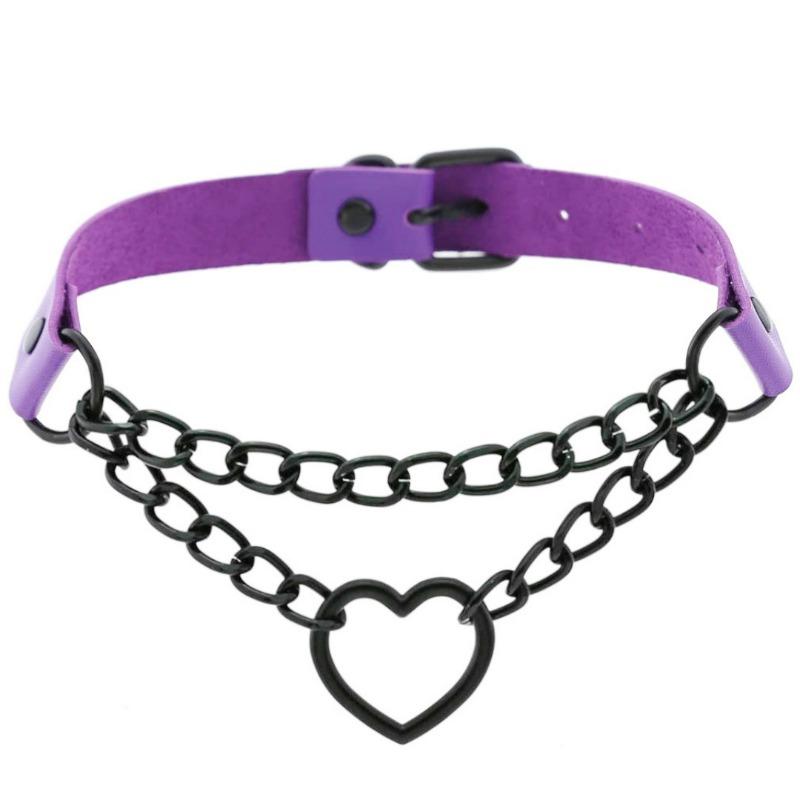 Eco-friendly PU Leather European and American Harajuku Peach Heart Black Chain Collar Necklace Necklace Trend Love Collar Neck Neck Collarbone Chain