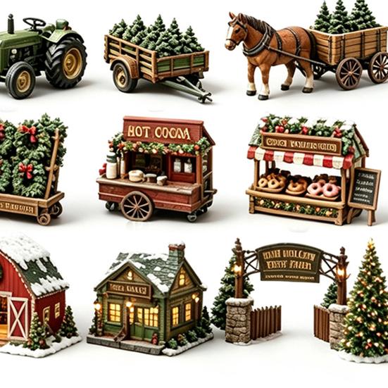Holiday Gift for Boys 2026 Christmas Tree Farm Advent Calendar, 24 Days Countdown Box with Mini Figures And Accessories Kids Collectors, Festive