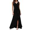 Sexy Slit Ruffled Sleeveless Evening Women's Dresses Fashionable V Neck Slim Pleated Elegant Female Maxi Long Dress