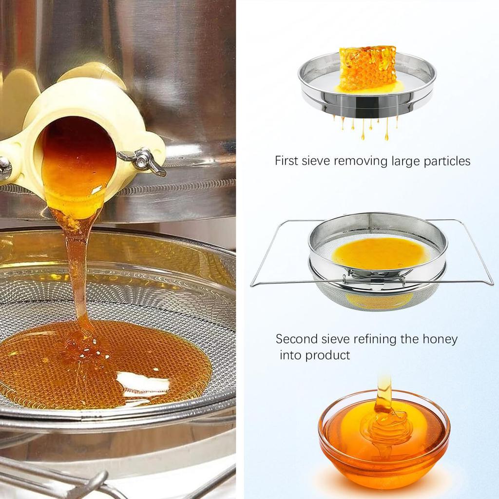 Dual Mesh Stainless Steel Honey Filter For Beekeeping With Adjustable Telescoping Arm Fits 5 Gallon Bucket