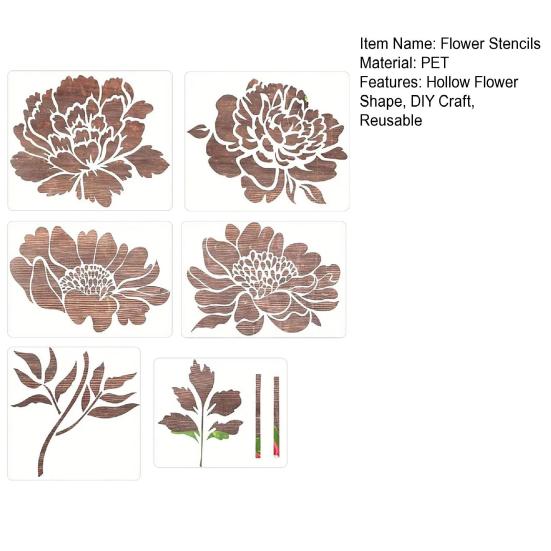6Pcs Large Flower Stencils Garden Fence DIY Decoration Reusable Wall Stencils Nature Templates Graffiti Stickers