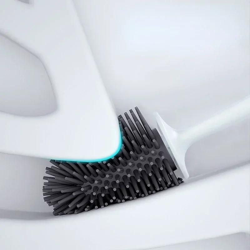 Bathroom Black Toilet Brush Soft TPR Silicone Brush Head No Dead Corners Floor-standing Cleaning Brushes WC Accessories