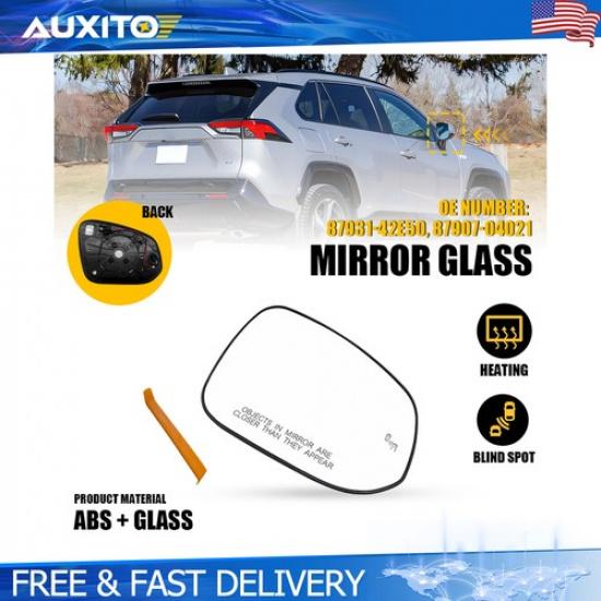 OE 87907-04020 Right Side Mirror Glass Heated w/Blind Spot For Toyota RAV4