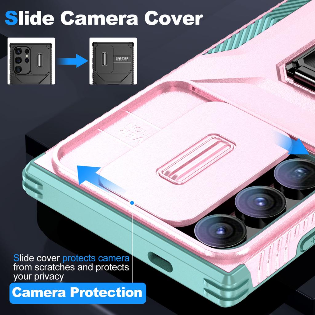 For Samsung Galaxy S24 Ultra Case Camshield Kickstand TPU+PC Anti-Slip Phone Cover