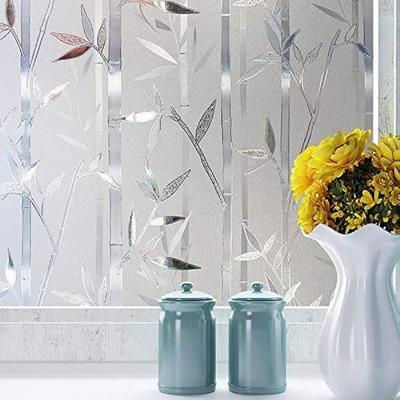 Window Privacy Film Bamboo Frosted Window Decal Static Cling Window Film for Kitchen, Office, Living Room