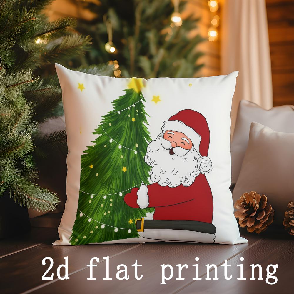 Dekokissenbezüge mit Santa- und Weihnachtsmotiv, Muster-Kissenbezug, geeignet für Sofa, Schlafzimmer, Auto-Kissenbezug