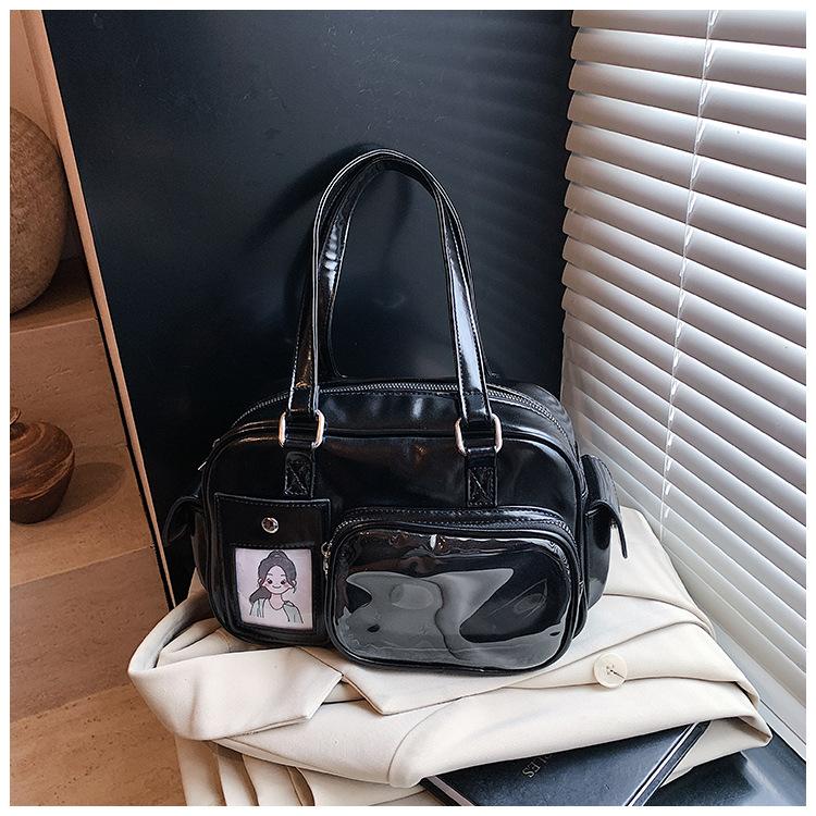 

Сумка большой вместимости женская лето 2025 новая универсальная на одно плечо для девушки многофункциональный рюкзак чёрный