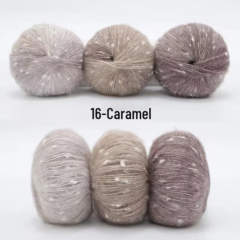 Gradient Rainbow Candy Mohair Yarn Ball: Snowflake Dot, Soft Silk Blend