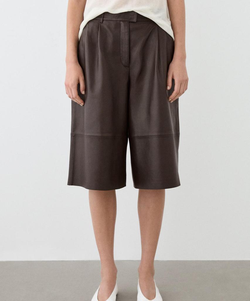 Masimodutti Long Napa Leather Bermuda Pants