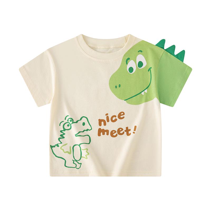 Summer Cartoon Dinosaur T-Shirt - Trendy Loose Fit for Baby Boys 90 cm