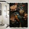 Vintage Birds In Jungle Flowers Canvas Painting Simple Bathroom Shower Curtain Partition Dry Can Be Scrubable Light Opaque Bath