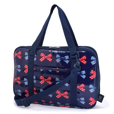 COLORFUL CANDY STYLE Calligraphy Polka Dot and Striped French Ribbon N2211800 Bag, (Navy)
