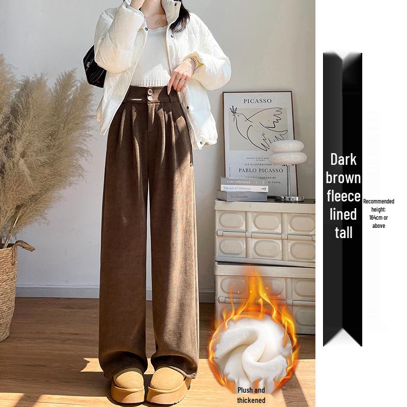 Women's High-End Black Drapey Straight-Leg Wide Suit Pants - Slimming, Casual Fit for Spring/Summer, Ideal for Pear-Shaped Bodies.