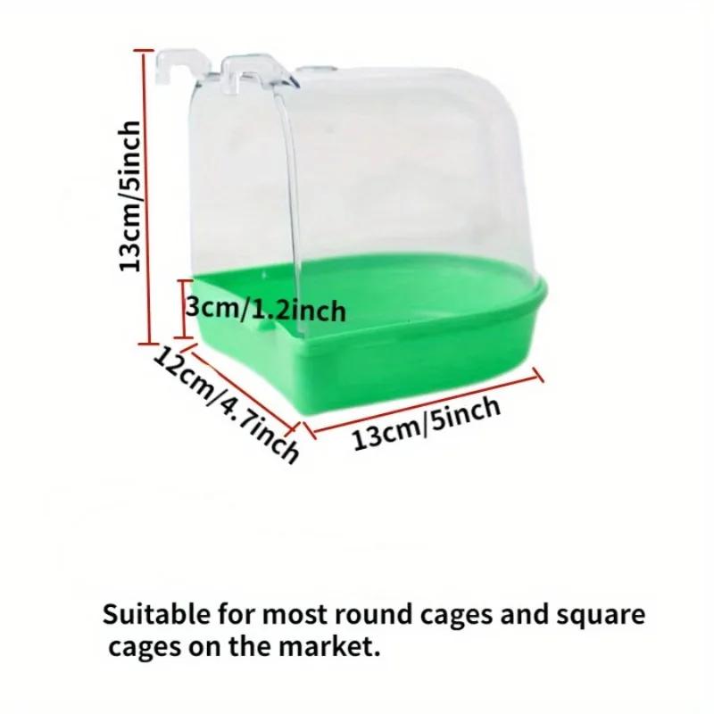 1 Stück Vogelbadewanne Kann draußen aufgehängt werden Um Spritzwasser zu verhindern Papageien-Badewanne Transparente Badebox für kleine Vögel.