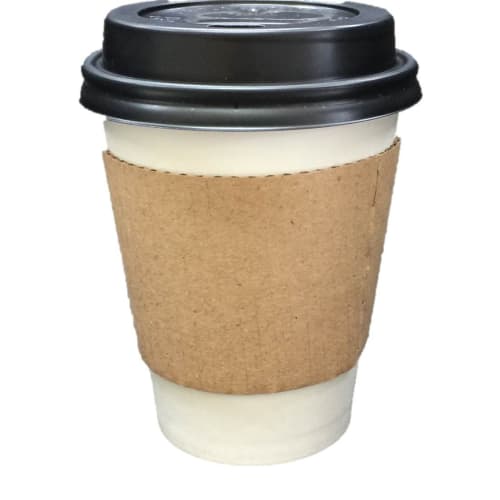 Niche Plus Takeout Cardboard Cups (280ml) with Kraft Sleeves and Lids, Pack of 50