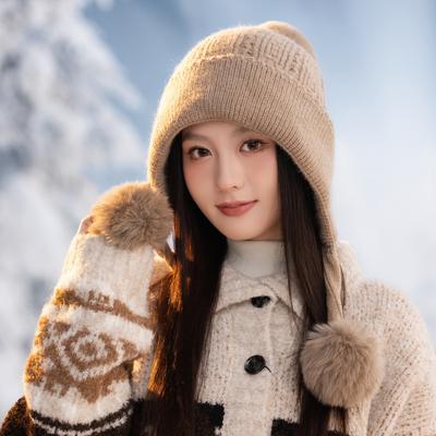Herbst- und Winterhüte für Frauen mit großem Kopf und kleinem Gesicht Kleine Tasche Kopfhüte Vielseitig und Hochwertig Warme gestrickte Wollmützen