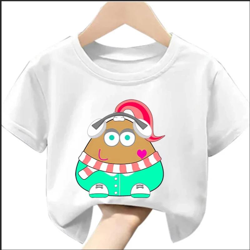 My Pet Alien Pou Kids Summer T-Shirt Cartoon Round Neck Infant Tracksuit Tees Clothing for Boys And Girls