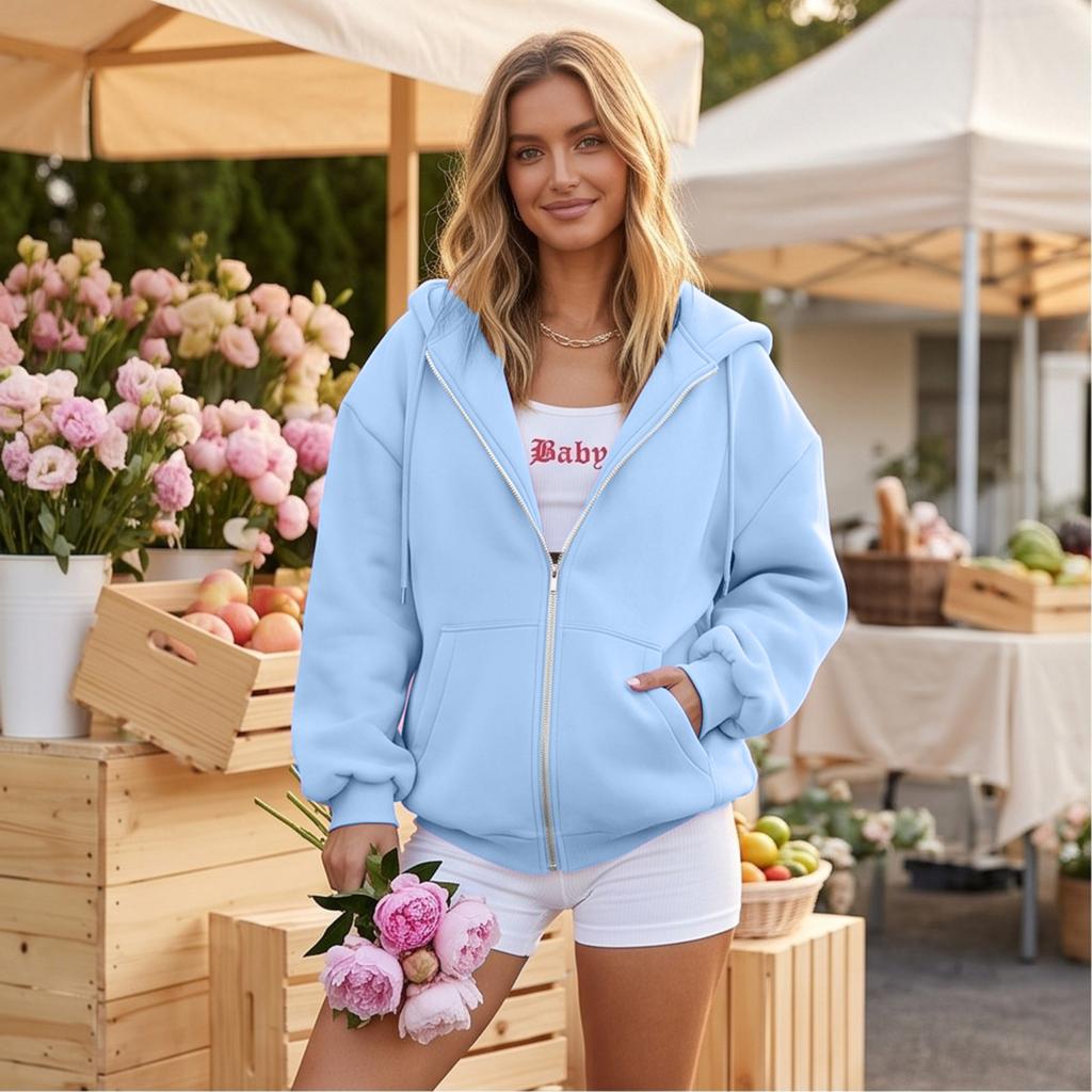 Women's Hoodie with Zipper Long Sleeve Pullover Sweatshirt for Fall and Winter