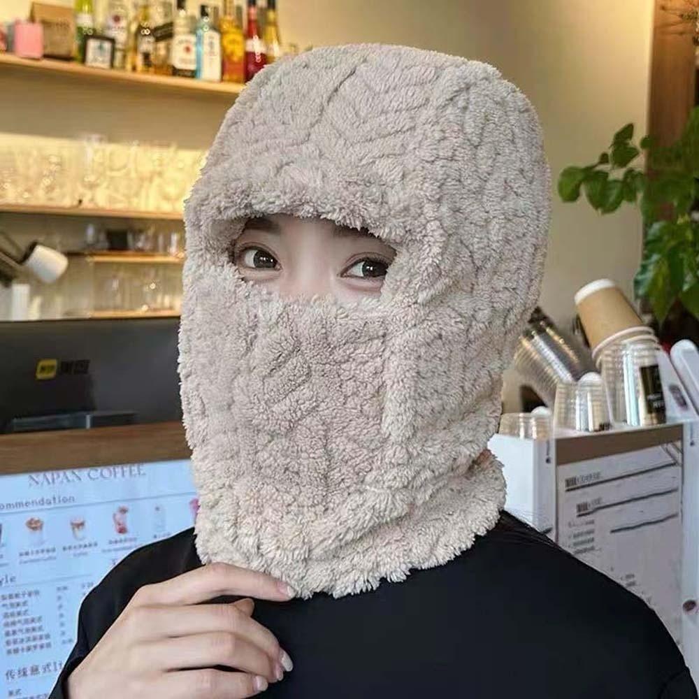 Polyester Warm Wrap Head Hat Solid Color Compact Cap Scarf Ski Windproof Cap Women