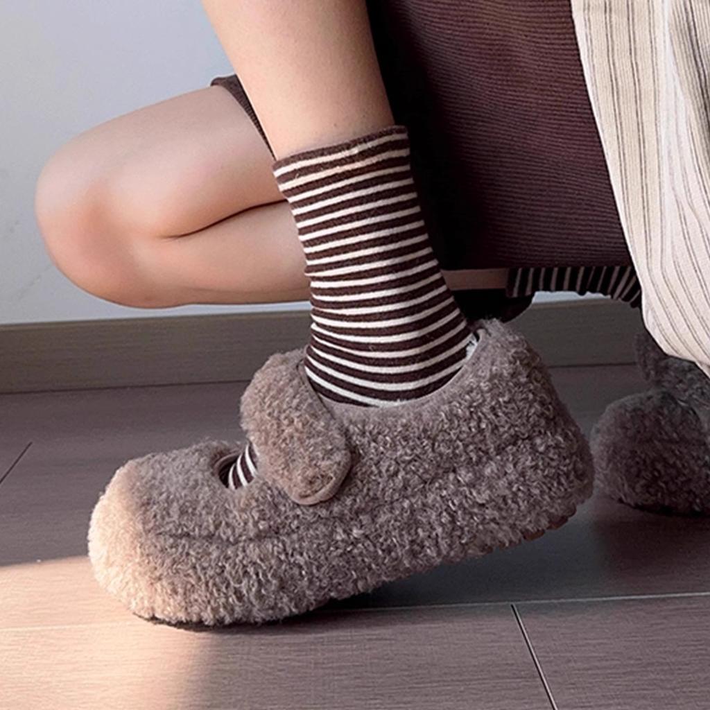 Fleece Retro Inner Heightening Thick-soled Mary Jane Mao Mao Shoes Doudou Women's Shoes Wear New Thermal Cotton Shoes Outside