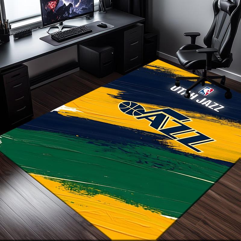 Jazz Basketball Team Rug Office Carpet Non-Slip Mat, Chair Rug Floor Covering for Gaming, Bedroom, Living Room , Home Decor Christmas Gift
