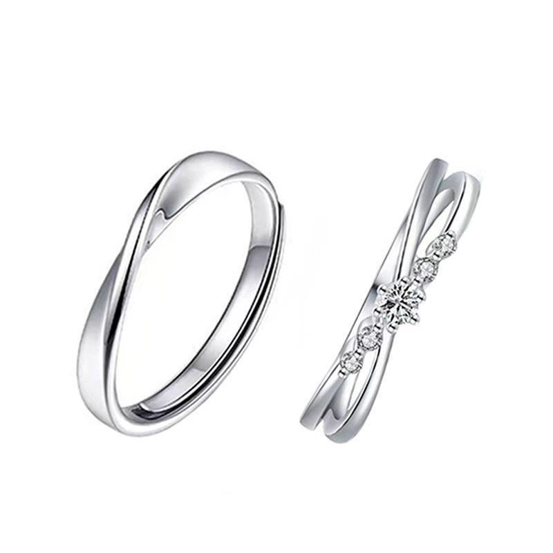 Love River Together: Mobius Series Double Ring - Full Zircon Diamond Couple Rings