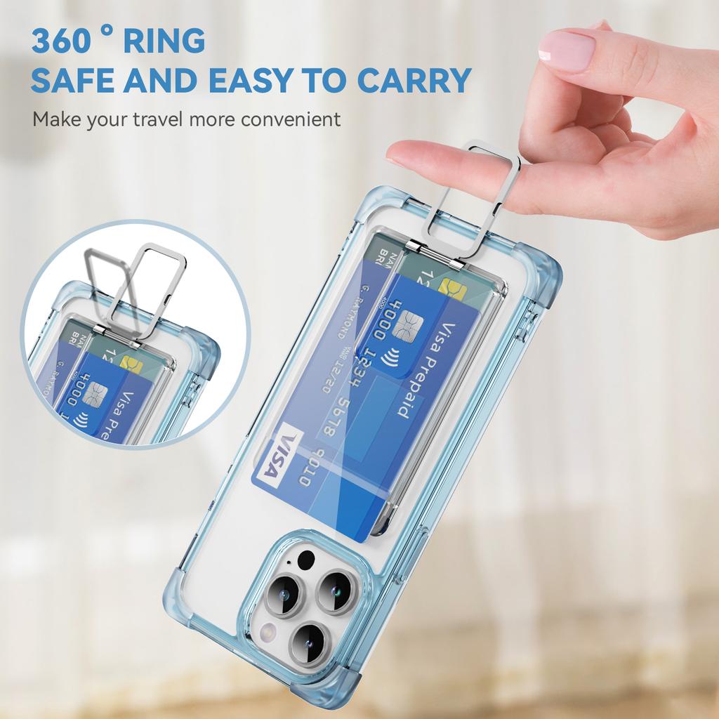 For iPhone 15 Pro Max Case Reinforced Corners TPU + Acrylic Phone Cover with Kickstand Card Holder