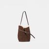 "Snow Bucket Bag" Matte Cowhide Lamb Wool Single Shoulder Underarms