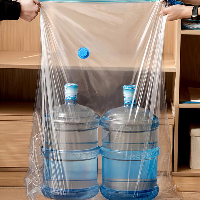 Transparent Blue Edged Travel Vacuum Compression Bag for Clothes - Moisture-Proof & Thickened