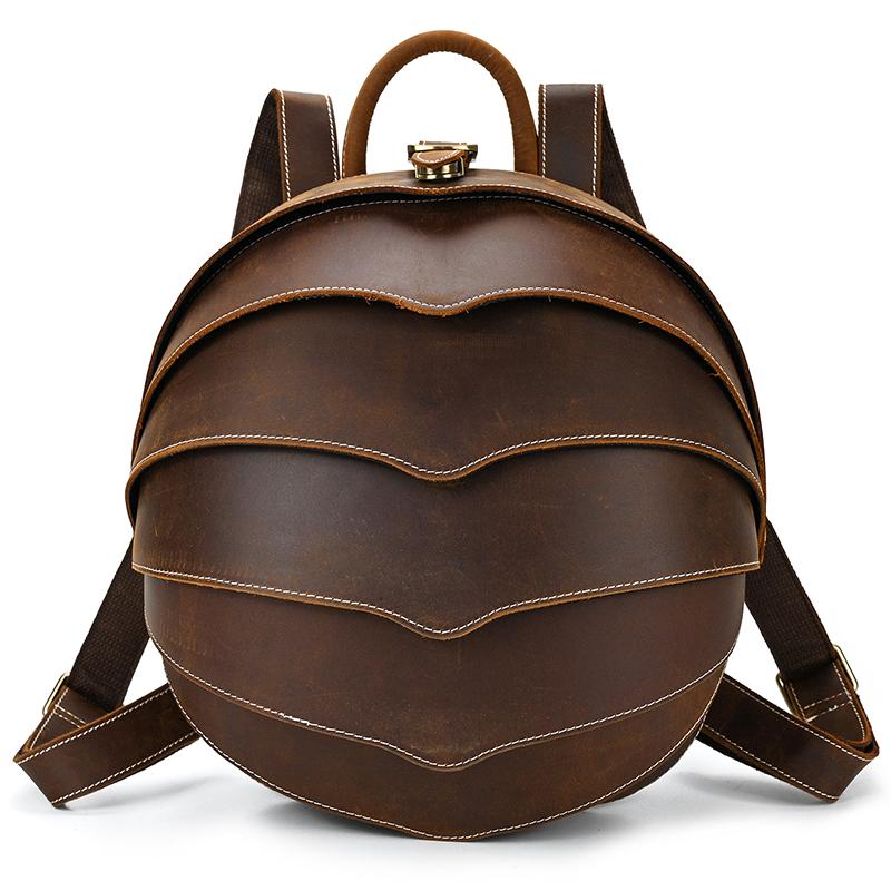 Handmade vintage leather backpack unique design beetles style bagpacks men women unisex fashion backpacks 2026 summer new