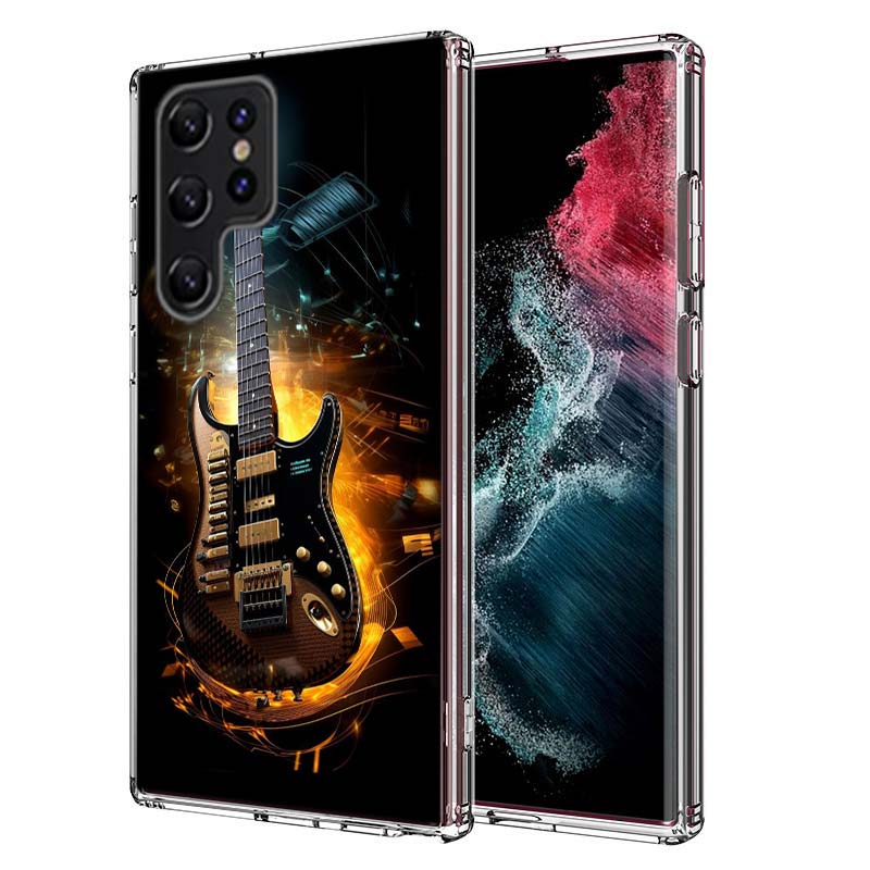 Capa de Celular Elétrica Retro Rock Music Para Samsung S25 Edge S24 FE Galaxy S21 S20 FE S23 S22 Ultra S10 Plus S10E Capa Transparente