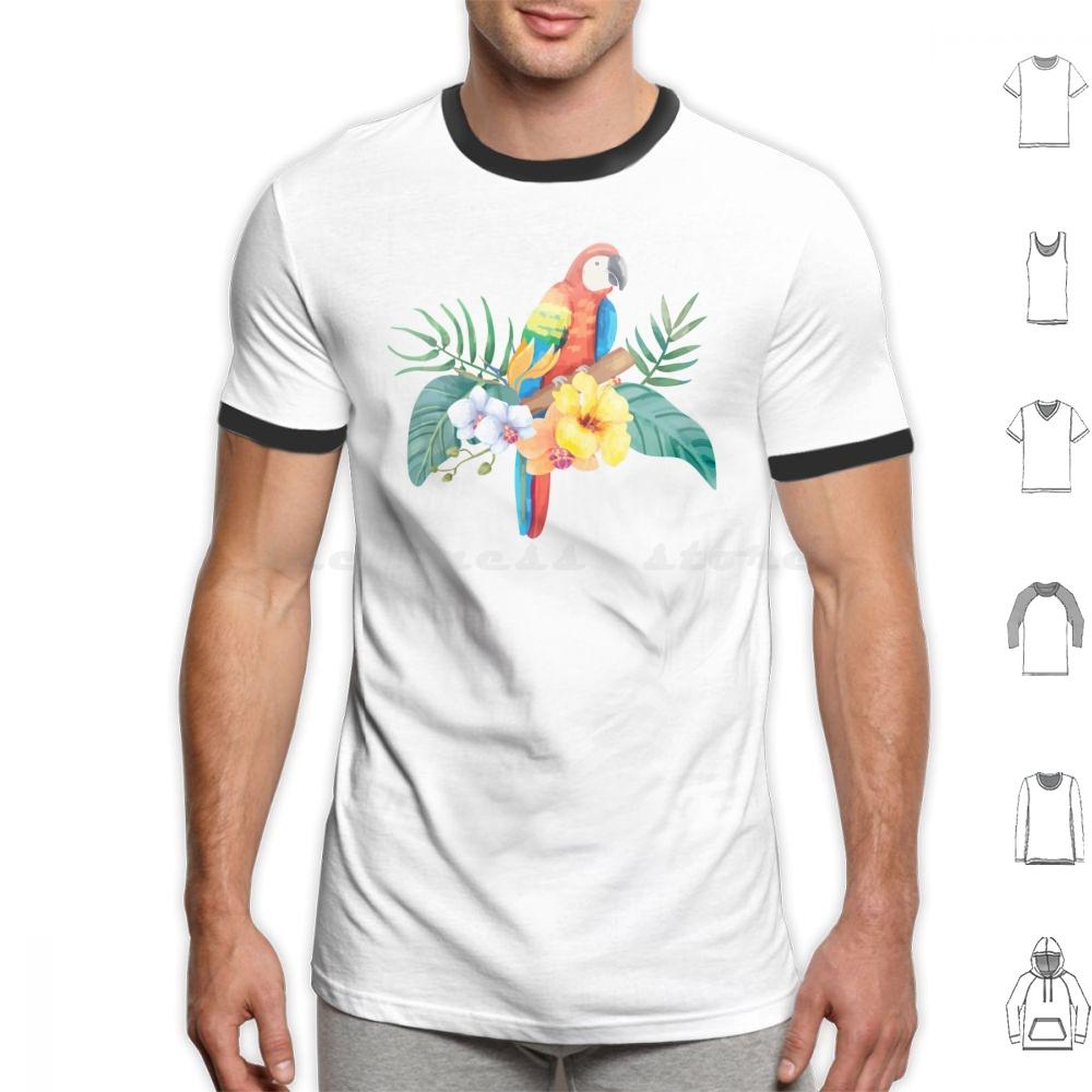 Tropical Parrot T Shirt Cotton Men Women DIY Print Parrothead Buffett Shark Tropical Volcano Parrot Margaritaville Beach