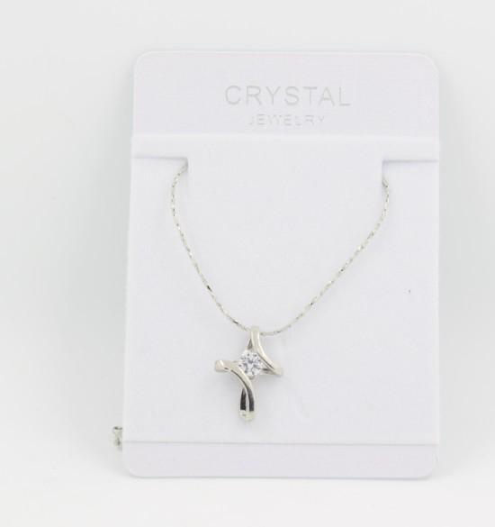 Korean Fashion Elegant Zircon Diamond Cross Necklace for Women серебряный