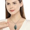 Malachite  Emerald Gemstone Mother's Day Silver Jewelry Pendant  2.25"