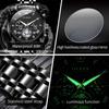 OLEVS Original Quartz Watch for Men Trendy Skeleton Flywheel Design Waterproof 24 Hour Moon Phase Chronograph Men's Watches 2856