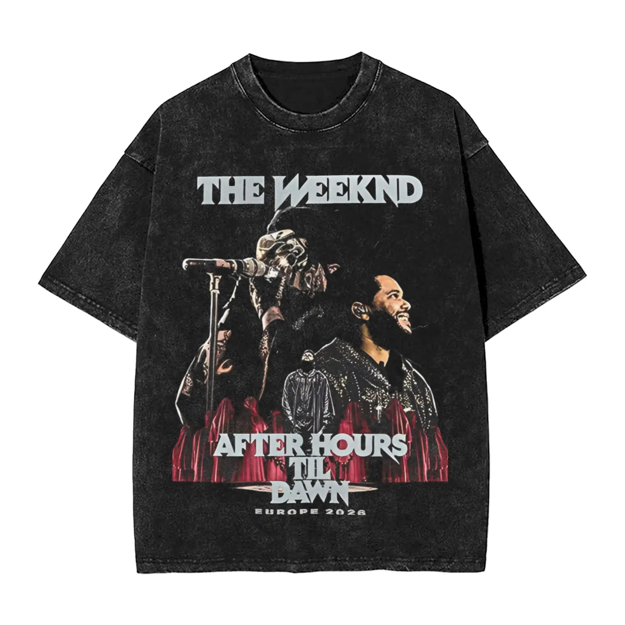 

AFTER HOURS DAWN EUROPE The Weeknd Outfit Washed T Shirts Men Women Streetwear Hip Hop T-Shirt Printed Tee Shirt S