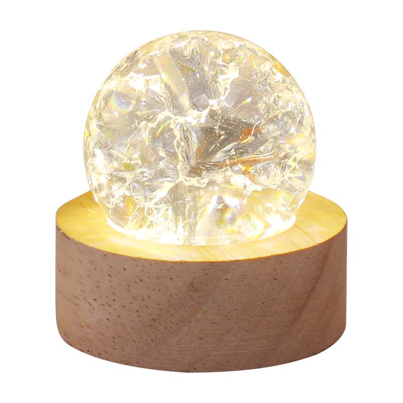 Seven-Color Crystal Ball Night Light – Luminous Ice Crackle Glass Ornament for Desktop Decoration