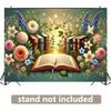 2D Enchanted Floral Book Backdrop with Glowing Light & Garden Blooms