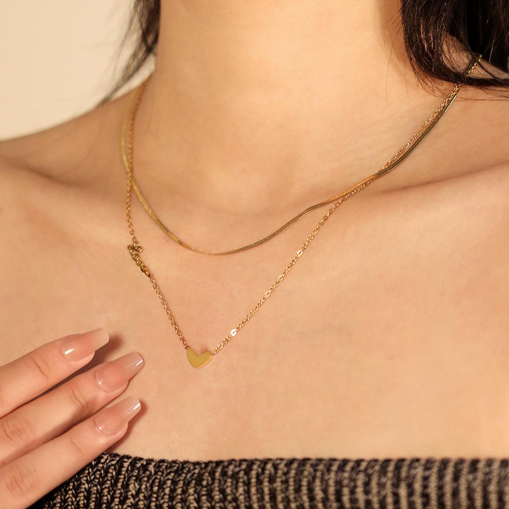 Fashion Jewelry Stainless Steel Non Tarnish 18k Gold Plated Heart Shaped Multiple Styles Pendant Necklace for Women