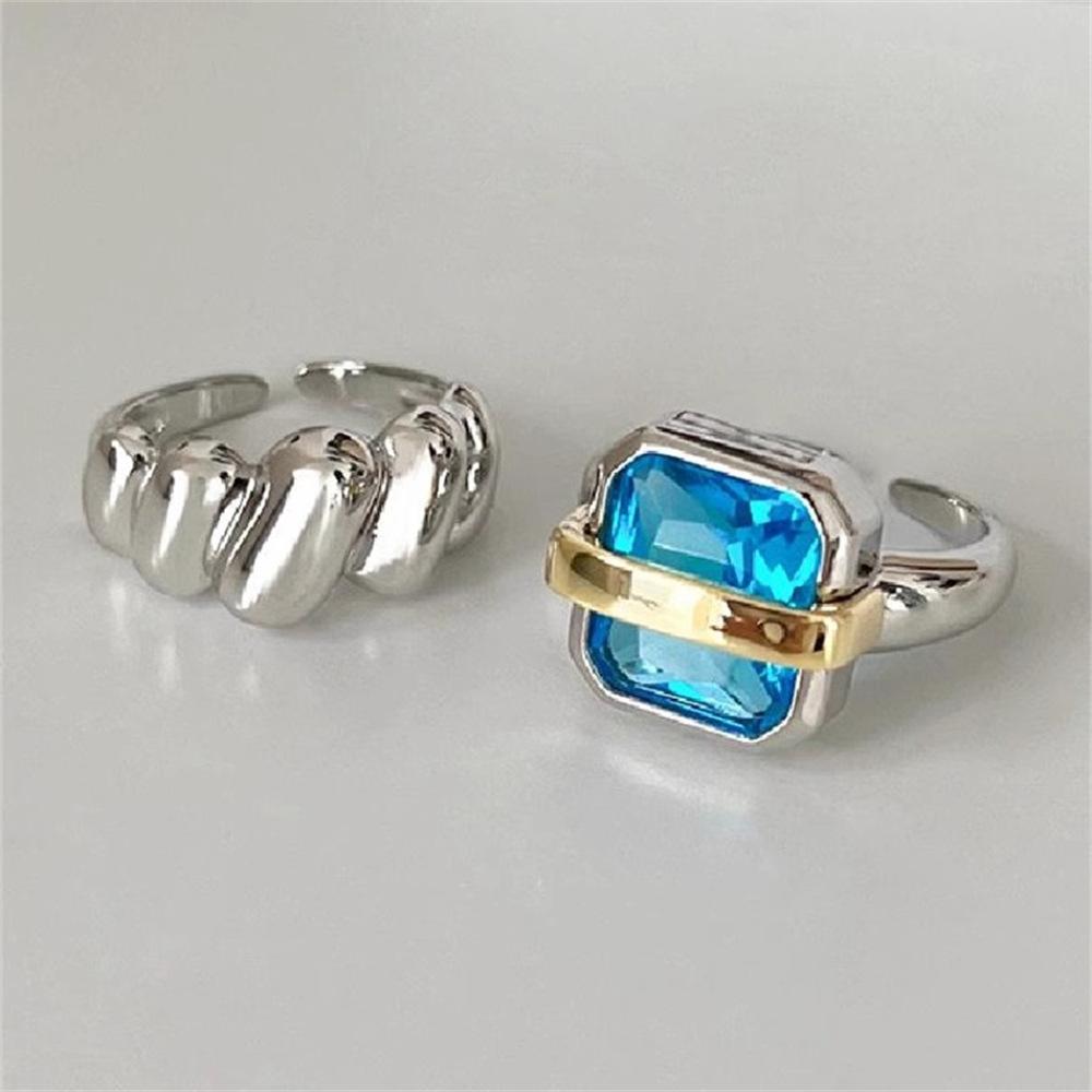 Simple square sapphire ring ins open ring feeling index finger ring