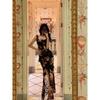 French Print Suspender Dress Women's Spring Lotus Leaf Edge Slim Fishtail Dress Design Temperament Hip Skirt